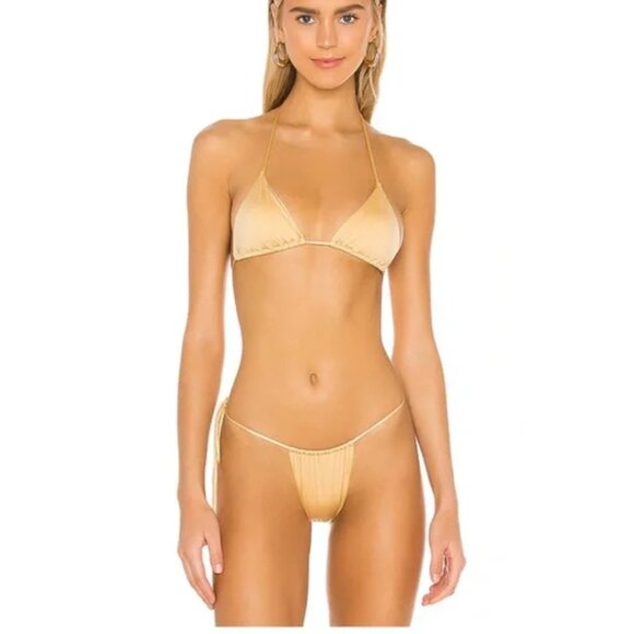 New! MHB Monica Hansen Gold String Bikini Bottom 1623 - Picture 3 of 9